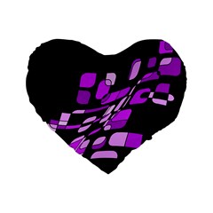 Purple Decorative Abstraction Standard 16  Premium Flano Heart Shape Cushions by Valentinaart