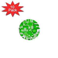 Green Decorative Abstraction  1  Mini Buttons (10 Pack) 