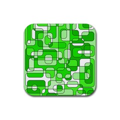 Green Decorative Abstraction  Rubber Coaster (square) 