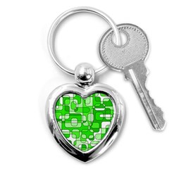 Green Decorative Abstraction  Key Chains (heart)  by Valentinaart