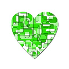 Green Decorative Abstraction  Heart Magnet by Valentinaart