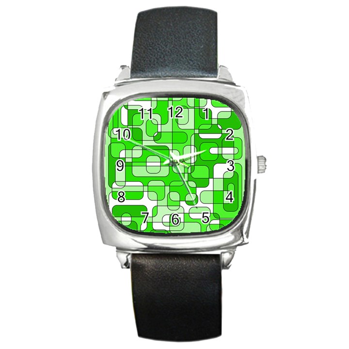 Green decorative abstraction  Square Metal Watch