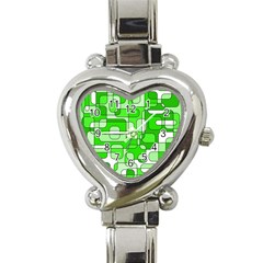 Green Decorative Abstraction  Heart Italian Charm Watch by Valentinaart