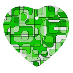 Green Decorative Abstraction  Heart Ornament (2 Sides) by Valentinaart