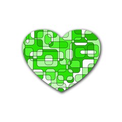 Green Decorative Abstraction  Rubber Coaster (heart) 