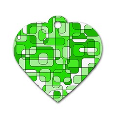 Green Decorative Abstraction  Dog Tag Heart (two Sides) by Valentinaart