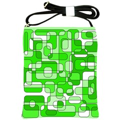 Green Decorative Abstraction  Shoulder Sling Bags by Valentinaart