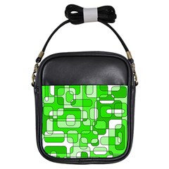 Green Decorative Abstraction  Girls Sling Bags by Valentinaart