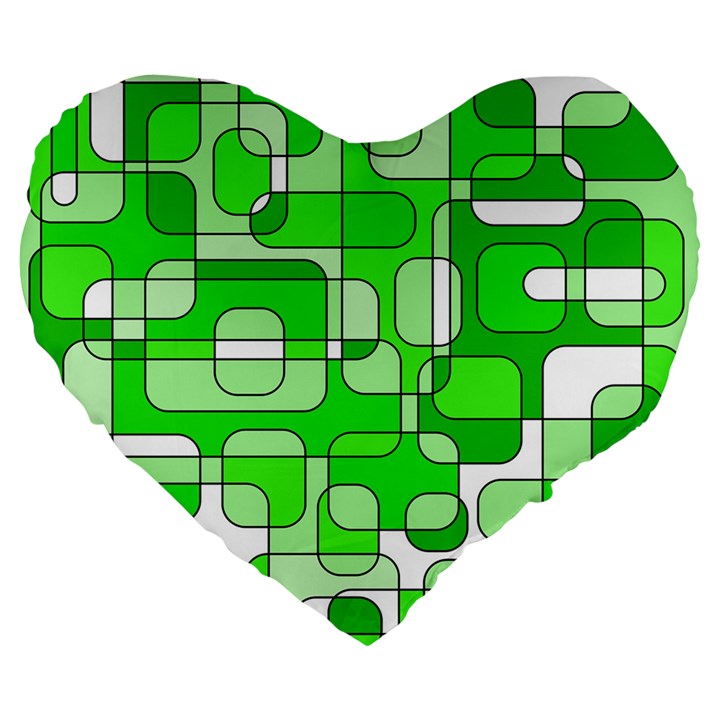 Green decorative abstraction  Large 19  Premium Heart Shape Cushions