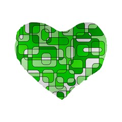 Green Decorative Abstraction  Standard 16  Premium Flano Heart Shape Cushions by Valentinaart