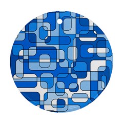 Blue Decorative Abstraction Ornament (round)  by Valentinaart