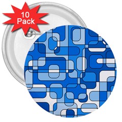 Blue Decorative Abstraction 3  Buttons (10 Pack)  by Valentinaart