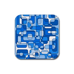 Blue Decorative Abstraction Rubber Coaster (square)  by Valentinaart