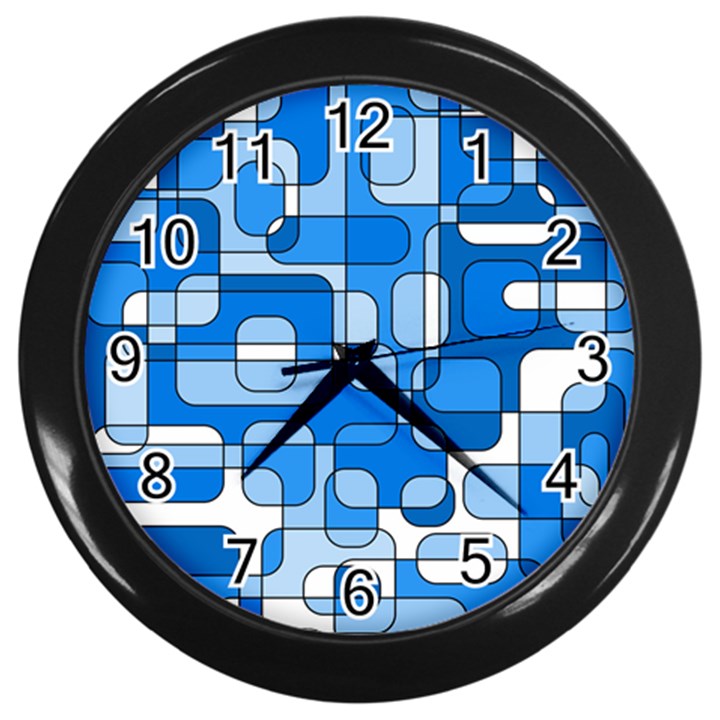 Blue decorative abstraction Wall Clocks (Black)