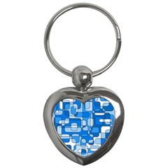 Blue Decorative Abstraction Key Chains (heart) 