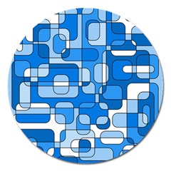 Blue Decorative Abstraction Magnet 5  (round)