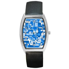 Blue Decorative Abstraction Barrel Style Metal Watch