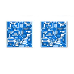 Blue Decorative Abstraction Cufflinks (square) by Valentinaart