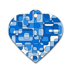 Blue Decorative Abstraction Dog Tag Heart (two Sides)