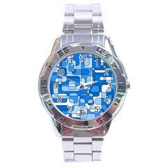 Blue Decorative Abstraction Stainless Steel Analogue Watch by Valentinaart