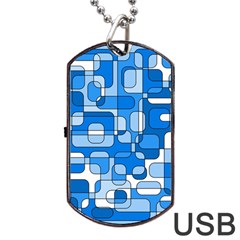 Blue Decorative Abstraction Dog Tag Usb Flash (two Sides)  by Valentinaart