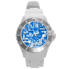 Blue Decorative Abstraction Round Plastic Sport Watch (l)