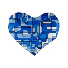 Blue Decorative Abstraction Standard 16  Premium Heart Shape Cushions by Valentinaart