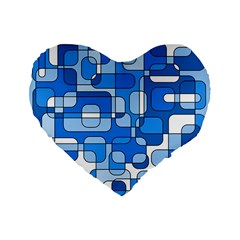 Blue Decorative Abstraction Standard 16  Premium Flano Heart Shape Cushions by Valentinaart