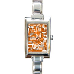 Orange Decorative Abstraction Rectangle Italian Charm Watch