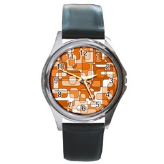 Orange Decorative Abstraction Round Metal Watch