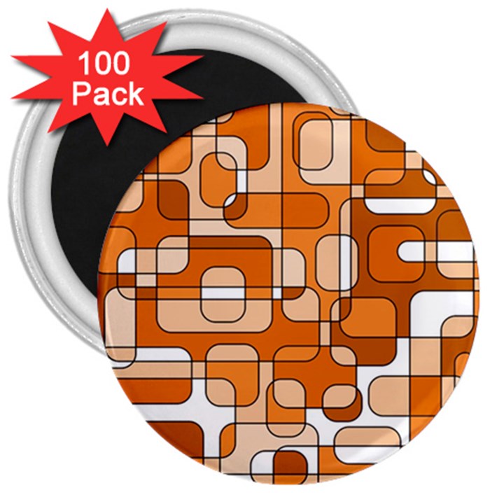 Orange decorative abstraction 3  Magnets (100 pack)