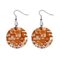 Orange Decorative Abstraction Mini Button Earrings by Valentinaart