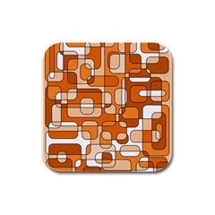 Orange Decorative Abstraction Rubber Square Coaster (4 Pack) 