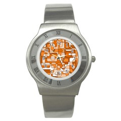 Orange Decorative Abstraction Stainless Steel Watch