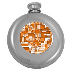 Orange Decorative Abstraction Round Hip Flask (5 Oz)