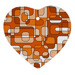 Orange Decorative Abstraction Heart Ornament (2 Sides) by Valentinaart