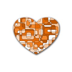 Orange Decorative Abstraction Rubber Coaster (heart) 