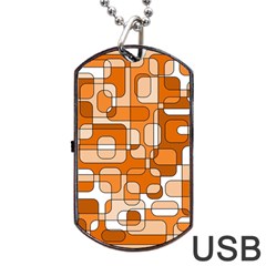 Orange Decorative Abstraction Dog Tag Usb Flash (two Sides)  by Valentinaart