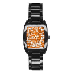 Orange Decorative Abstraction Stainless Steel Barrel Watch by Valentinaart