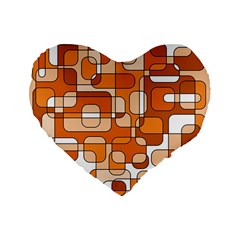 Orange Decorative Abstraction Standard 16  Premium Flano Heart Shape Cushions