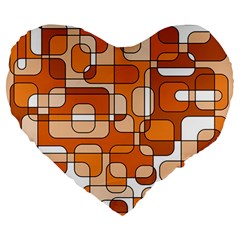 Orange Decorative Abstraction Large 19  Premium Flano Heart Shape Cushions by Valentinaart