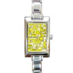 Yellow Decorative Abstraction Rectangle Italian Charm Watch by Valentinaart