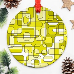 Yellow Decorative Abstraction Ornament (round)  by Valentinaart