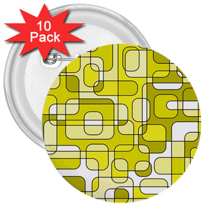 Yellow decorative abstraction 3  Buttons (10 pack) 