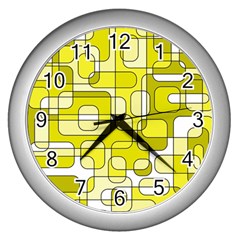 Yellow Decorative Abstraction Wall Clocks (silver) 