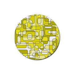 Yellow Decorative Abstraction Rubber Coaster (round) 