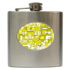 Yellow Decorative Abstraction Hip Flask (6 Oz)