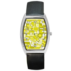 Yellow Decorative Abstraction Barrel Style Metal Watch