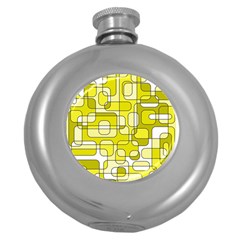 Yellow Decorative Abstraction Round Hip Flask (5 Oz)