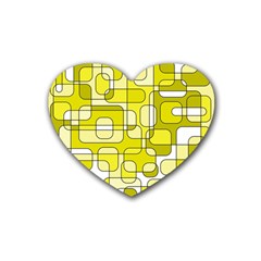 Yellow Decorative Abstraction Rubber Coaster (heart) 